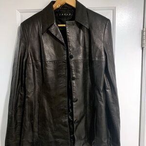 VINTAGE ZABARI Black Leather Jacket Women’s Large MADE IN USA Slim Fit 90s